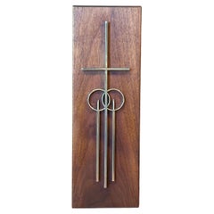 Croix de mariage minimaliste en noyer MCM