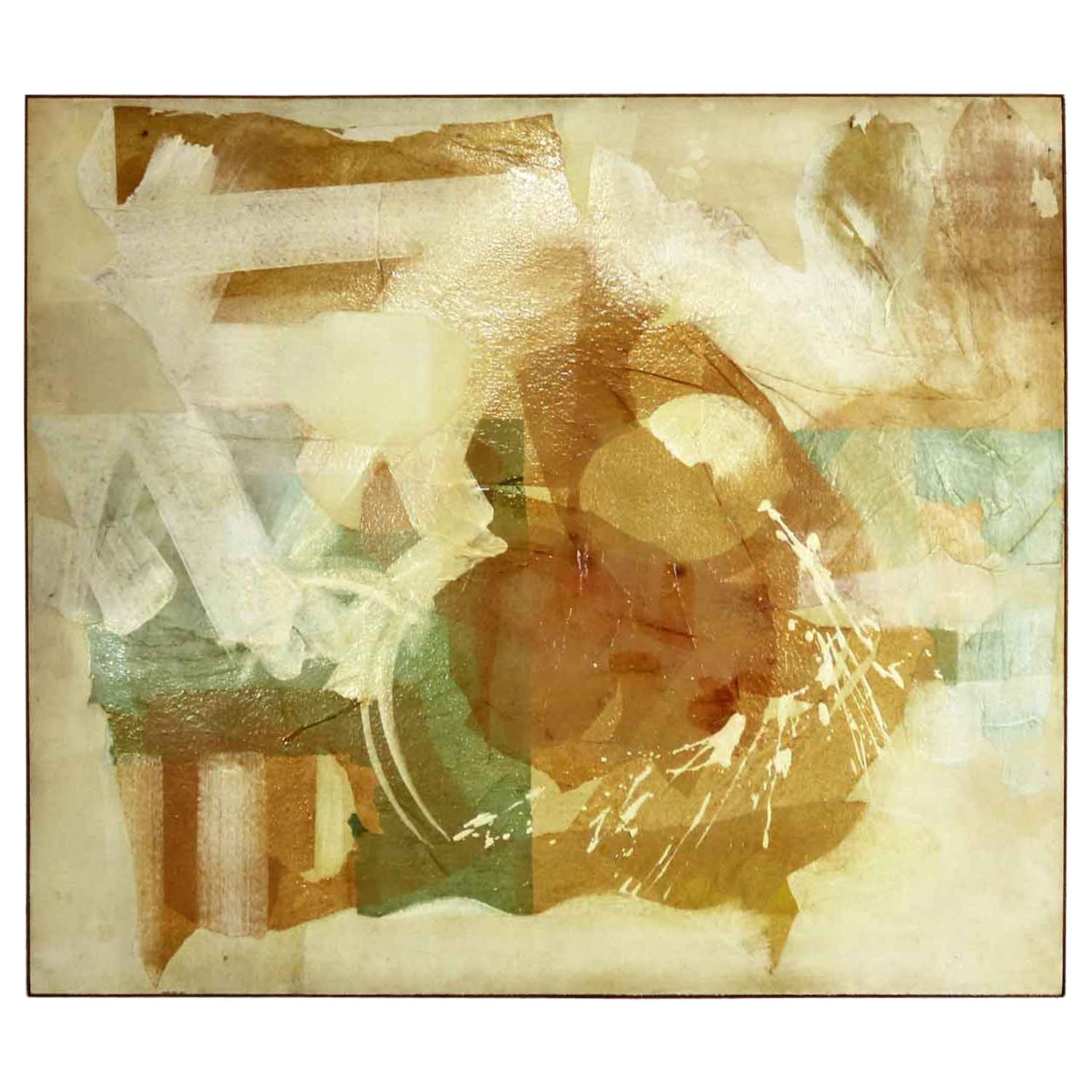 MCM Mixed-Media Abstract 2d Art Piece Where No Sea Runs by Richard Slimon, 1962