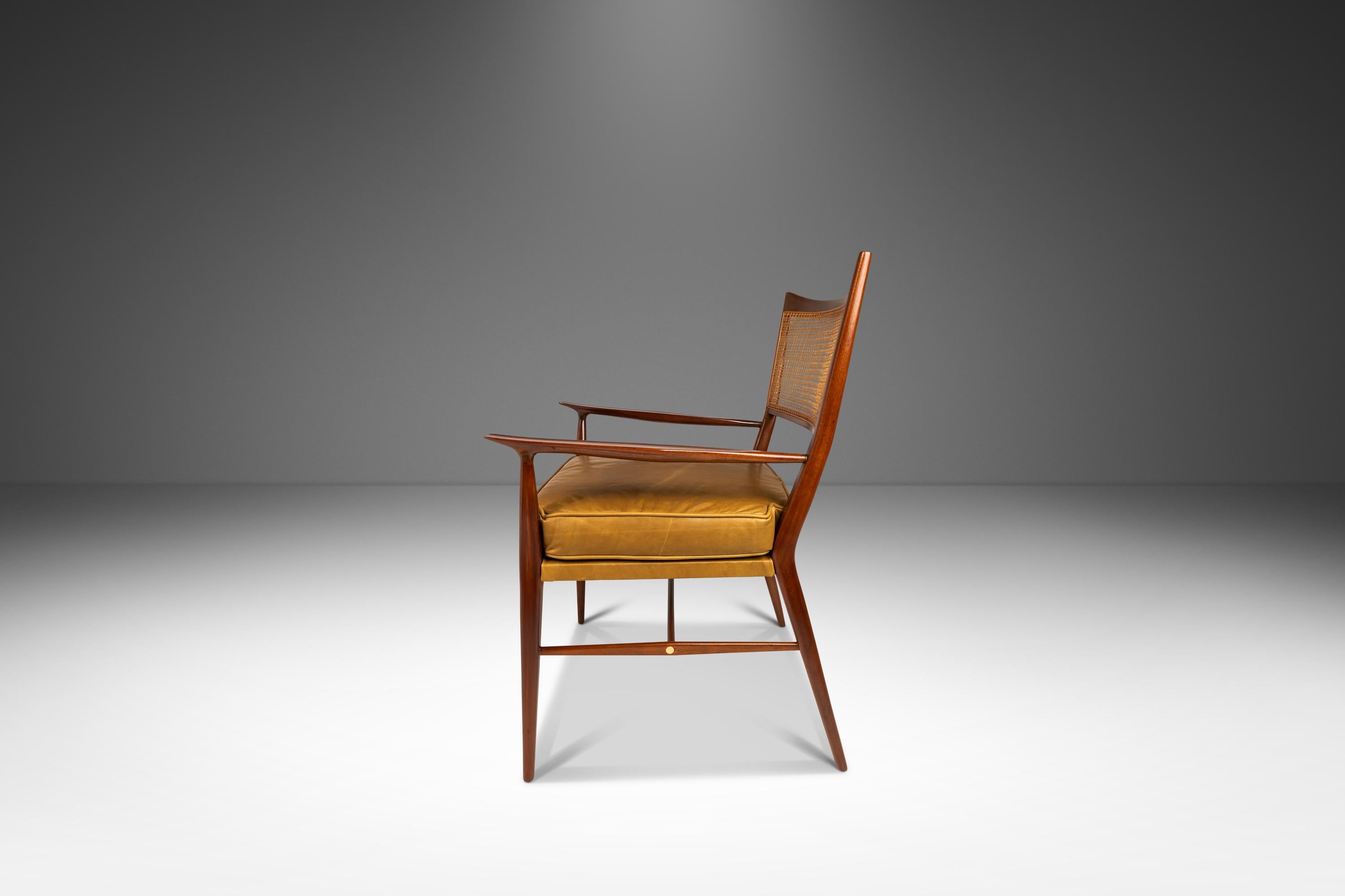 Brass MCM Model 7001 Chair in Walnut by Paul McCobb for Directional, USA, c. 1950s For Sale