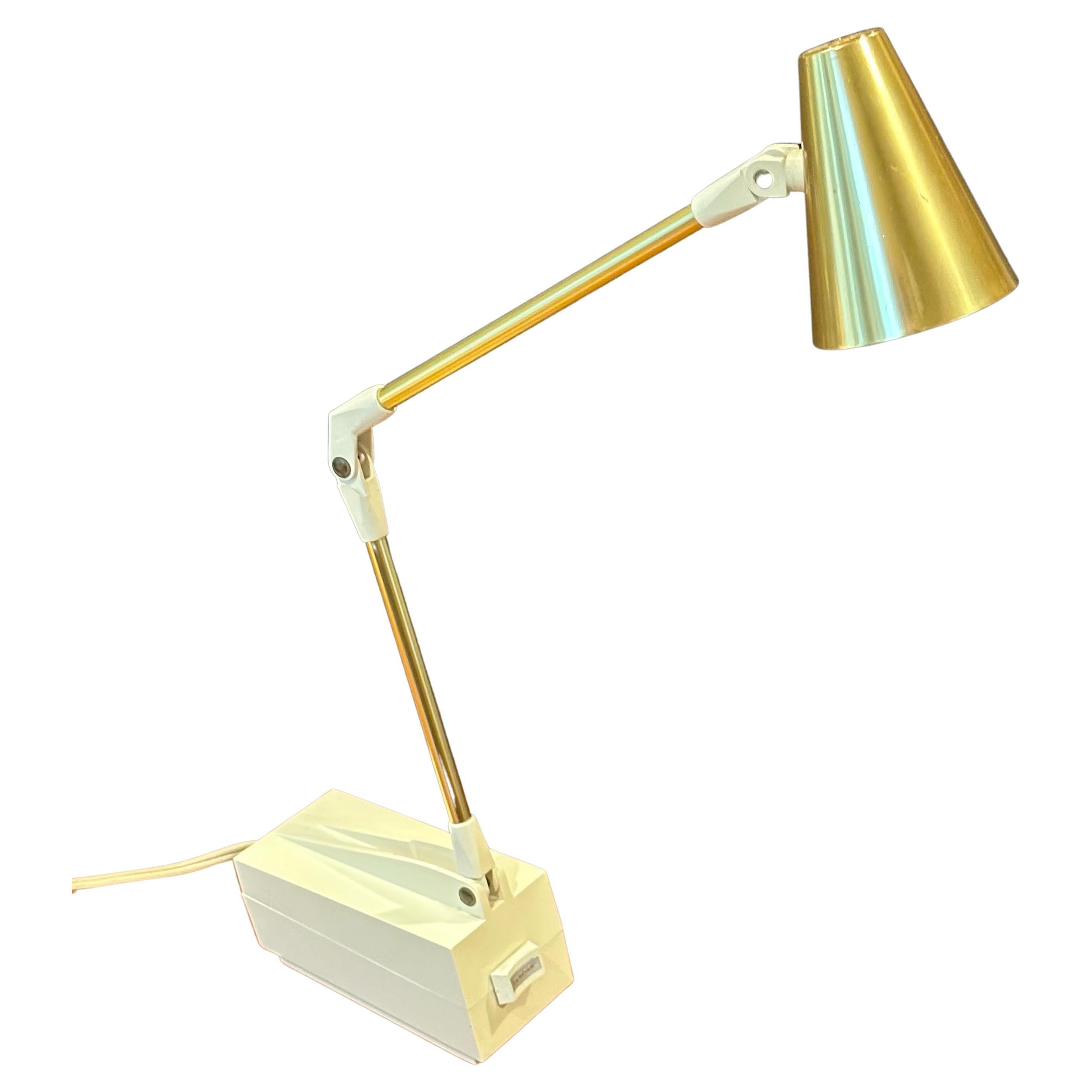 MCM Model 7100 "Diax" Adjustable Desk Lamp in Gold Accents by Tensor For Sale