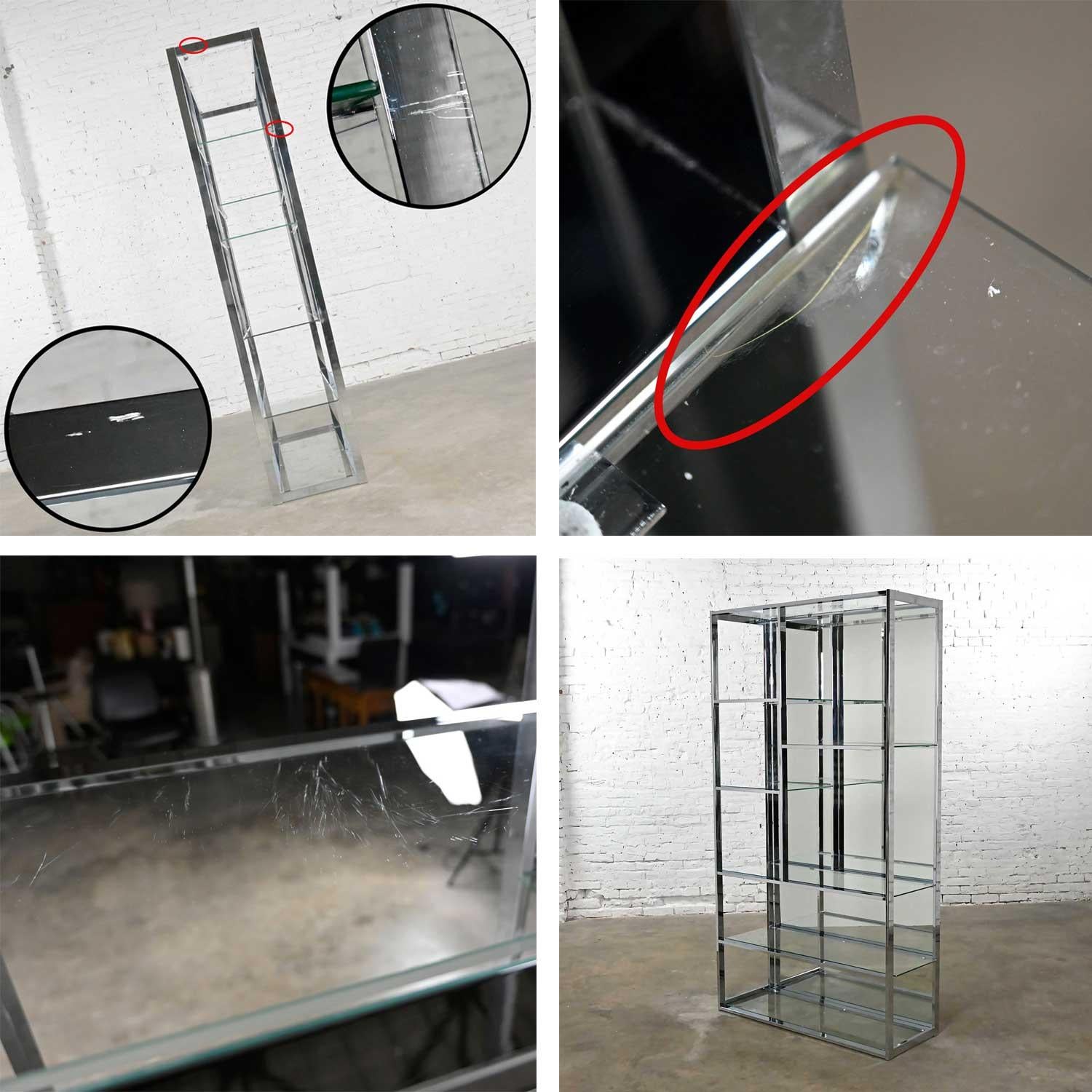 MCM - Moderne Etagere aus Chrom und Glas mit verspiegelter Rückseite, Design Institute America im Angebot 8