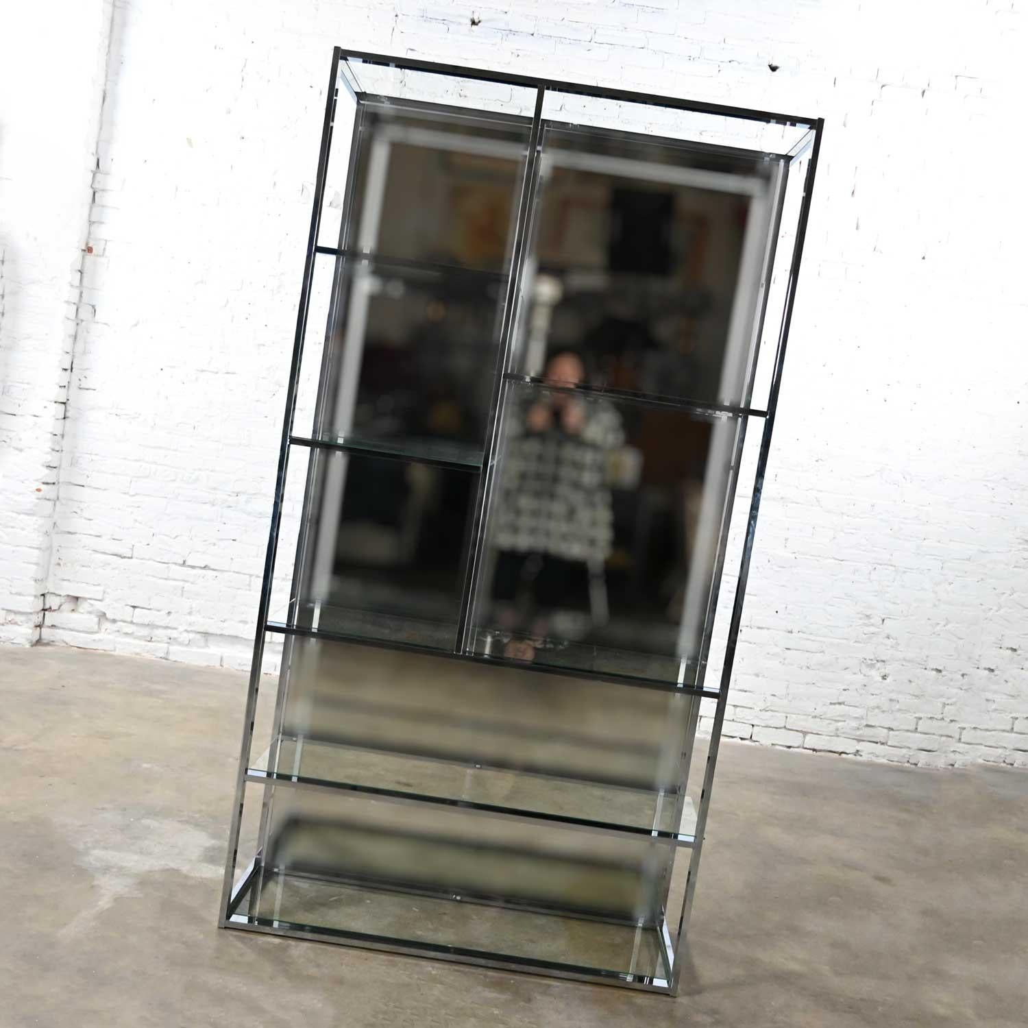 MCM - Moderne Etagere aus Chrom und Glas mit verspiegelter Rückseite, Design Institute America (Unbekannt) im Angebot