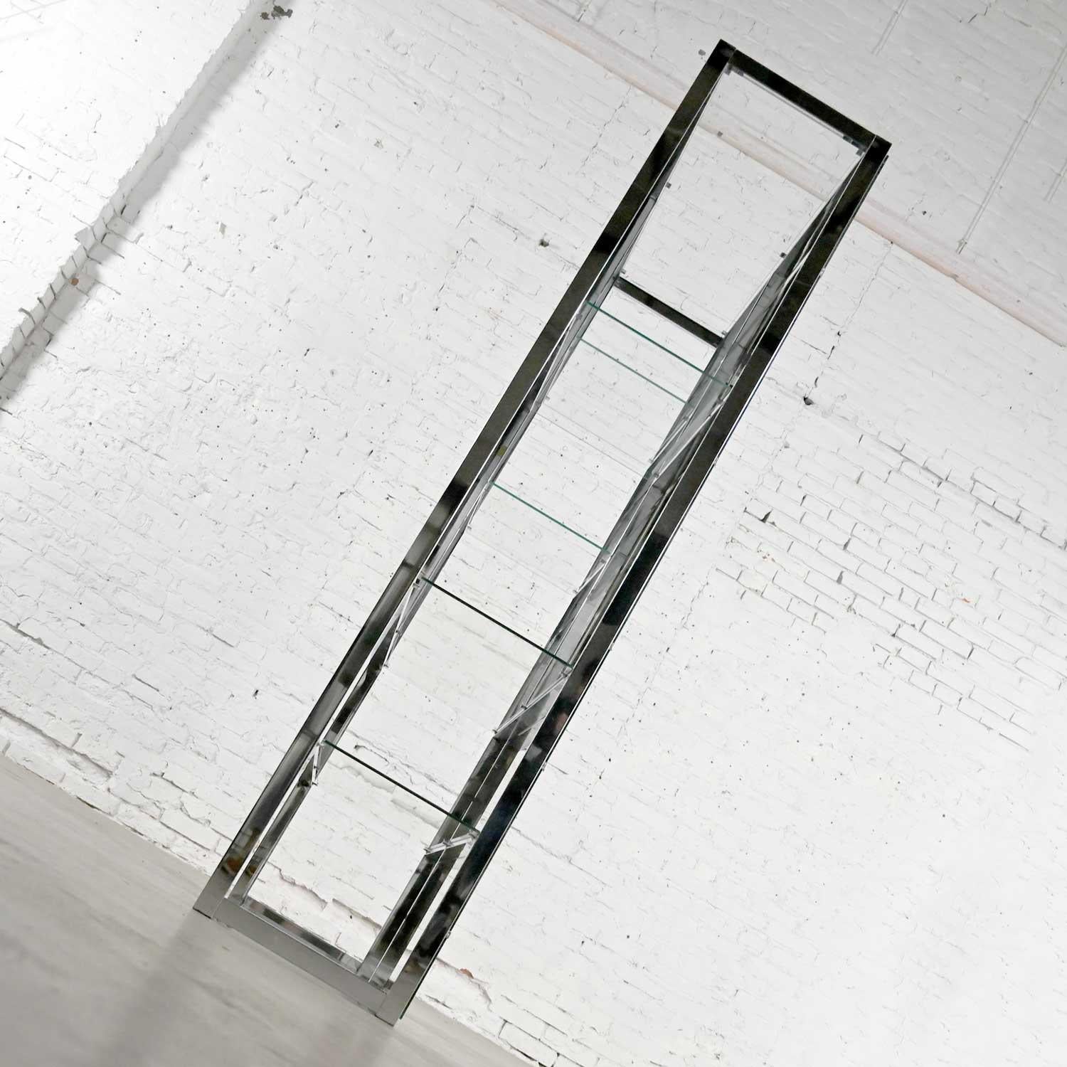 20th Century MCM - Modern Chrome & Glass Etagere Mirrored Back Style Design Institute America For Sale