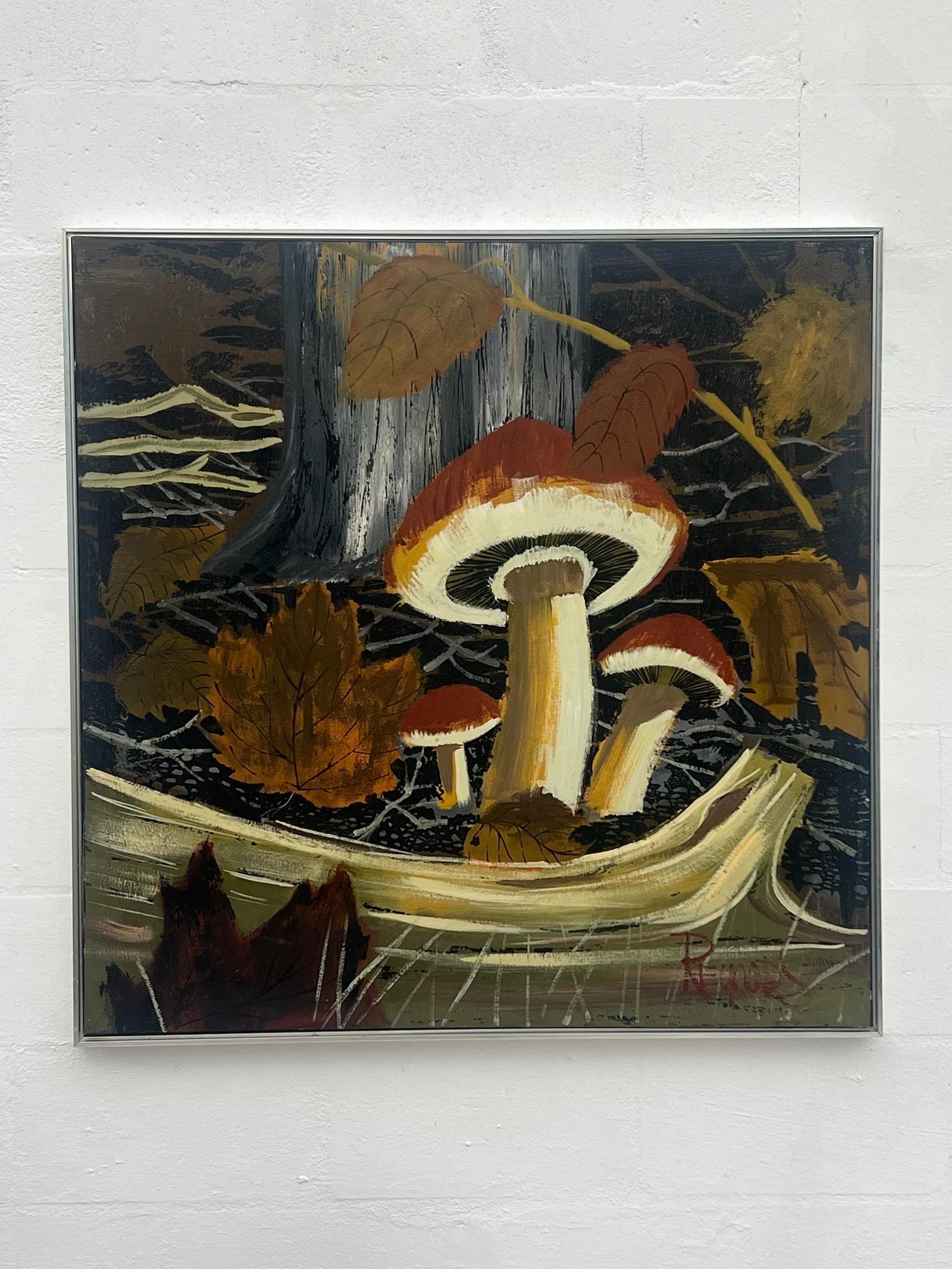 MCM Modern Painting LEE REYNOLDS Vanguard Studios MAGIC MUSHROOM FOREST 1960's For Sale 4