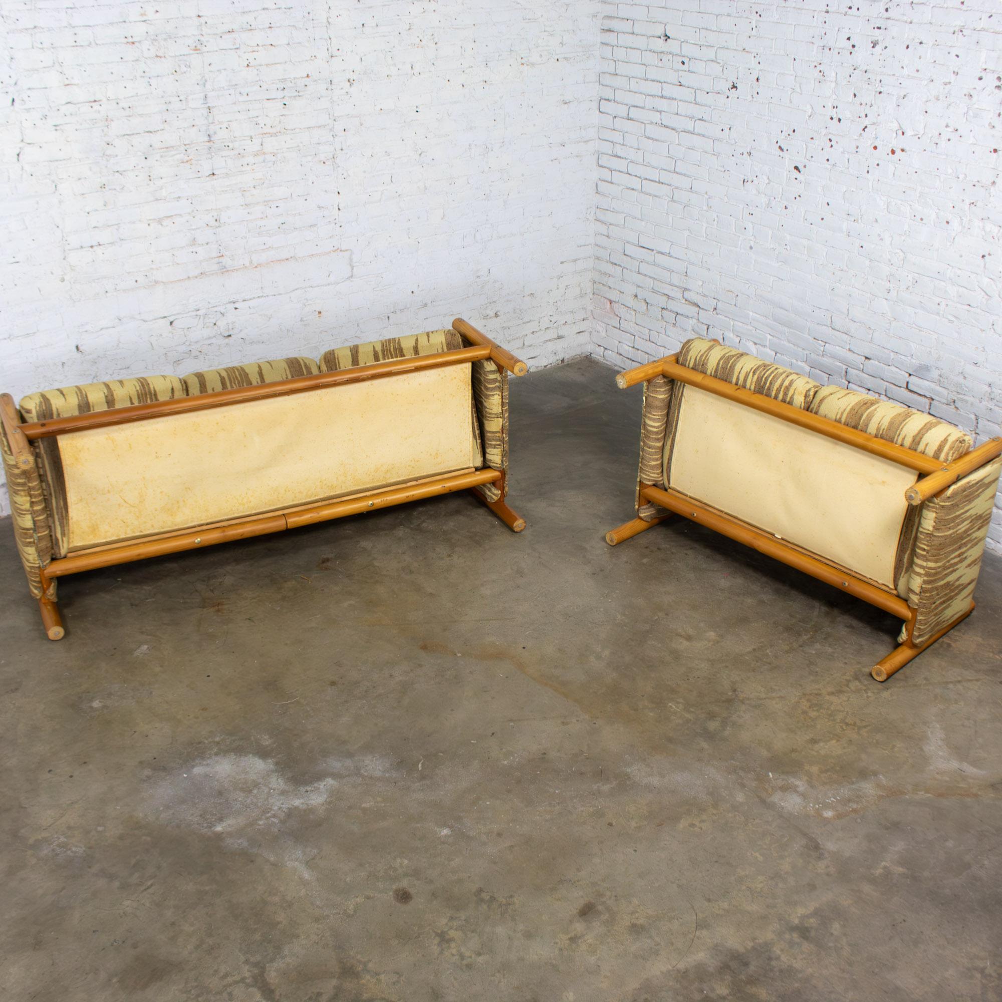 MCM - Canapé et loveseat modernes Cadre en bois de pin Toile avec tissu à points de flamme en vente 9
