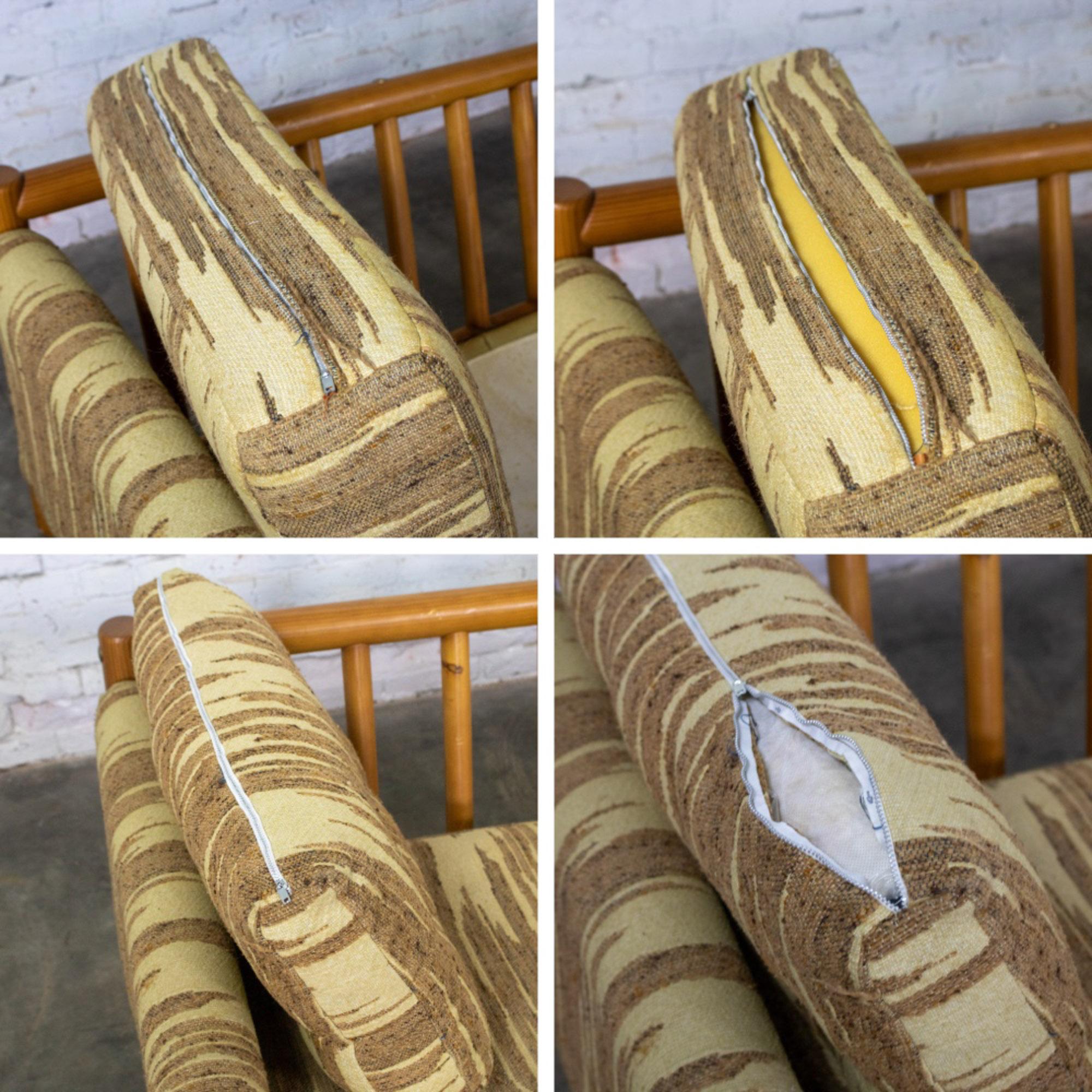 MCM - Canapé et loveseat modernes Cadre en bois de pin Toile avec tissu à points de flamme en vente 11