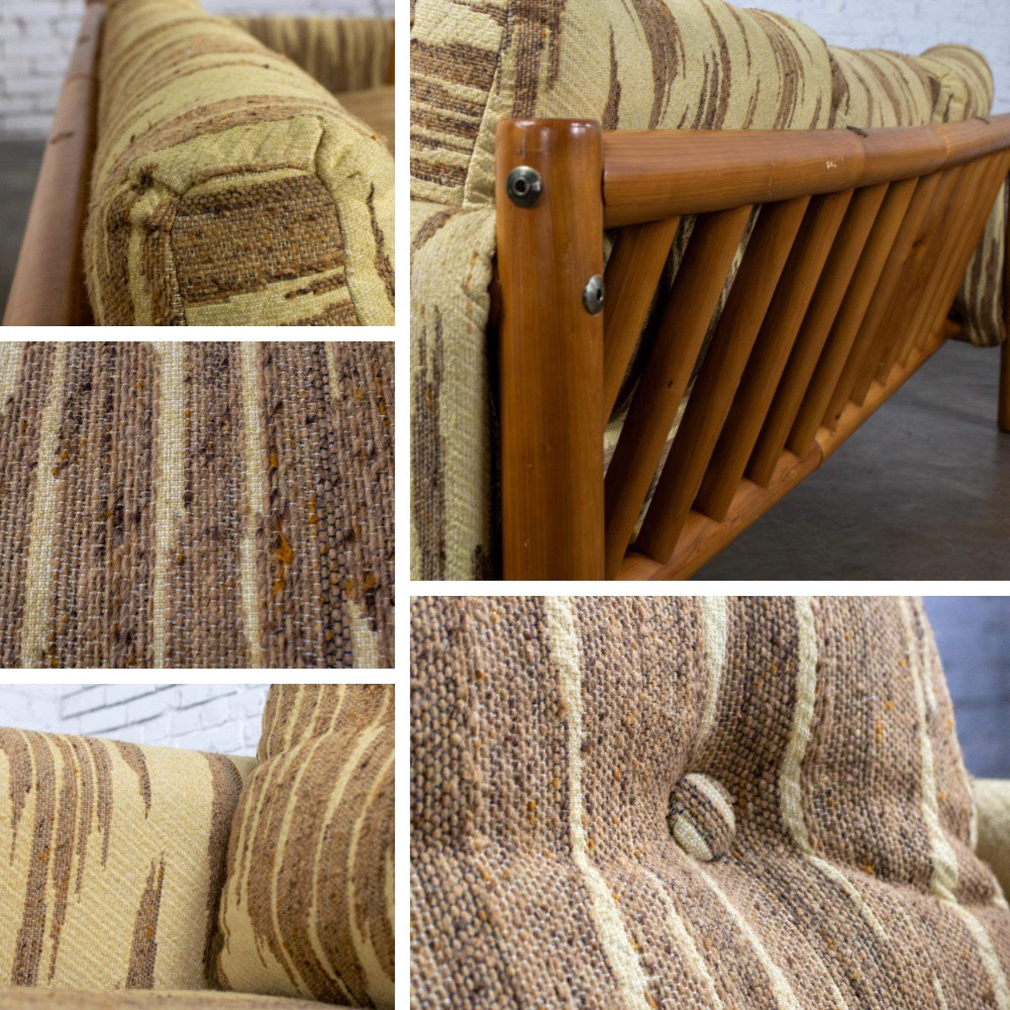 MCM - Canapé et loveseat modernes Cadre en bois de pin Toile avec tissu à points de flamme en vente 12