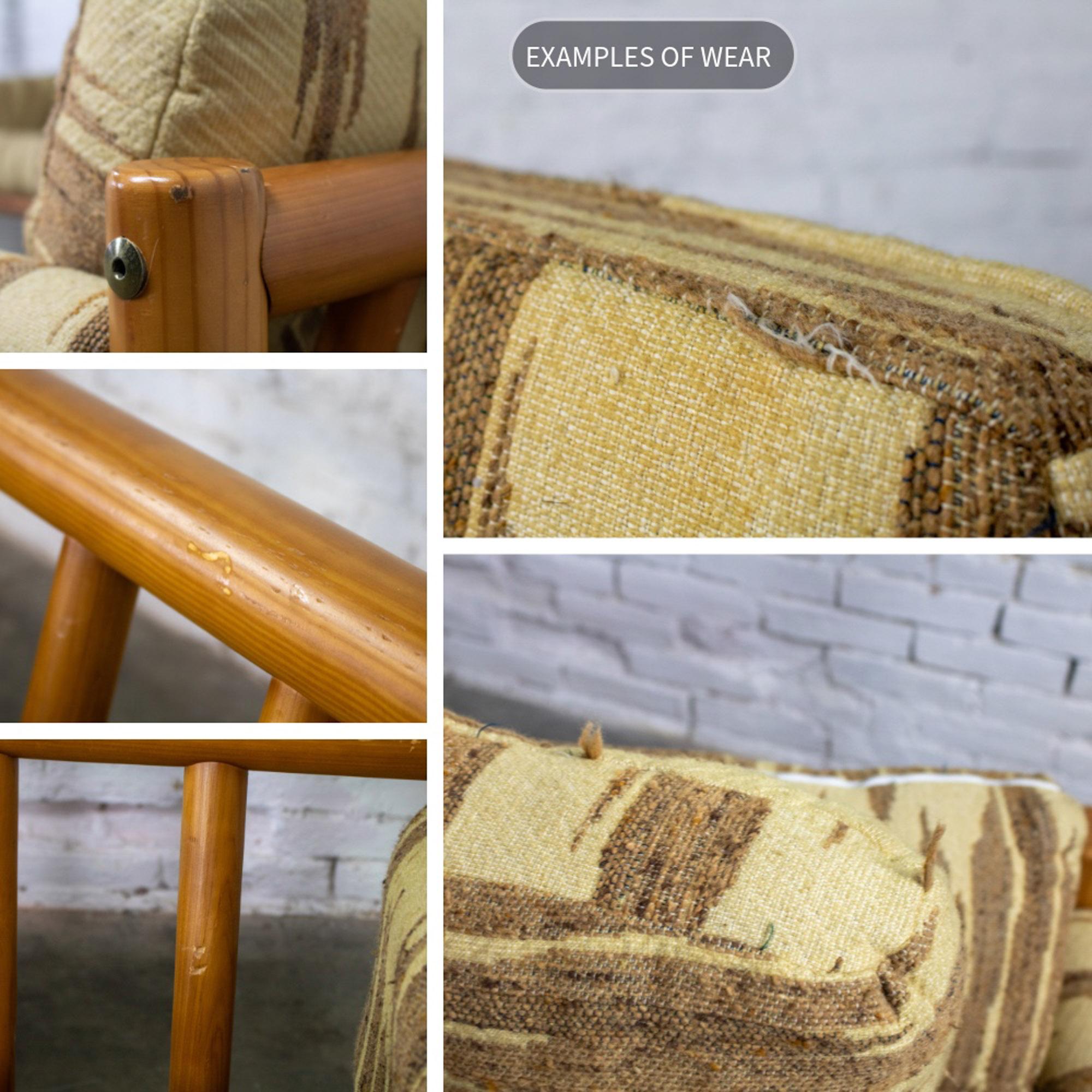 MCM - Canapé et loveseat modernes Cadre en bois de pin Toile avec tissu à points de flamme en vente 13