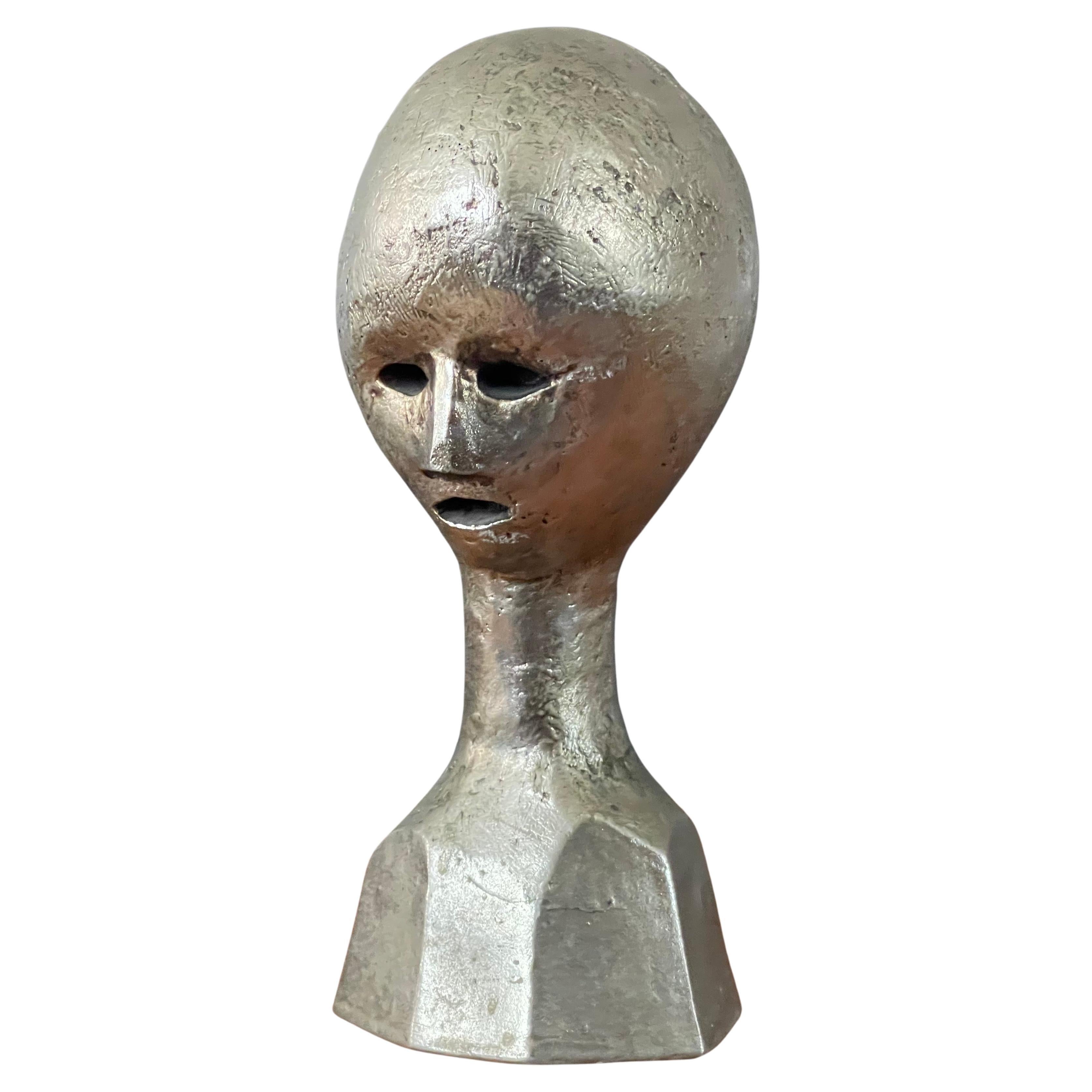 MCM Modernist Alien Bust / Head Sculpture by Andre Minaux For Sale