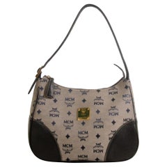 MCM Monogam Visetos Hobo 868836 Grey Canvas Shoulder Bag