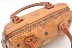 MCM Monogram Visetos Boston 867341 Orange Coated Canvas Satchel