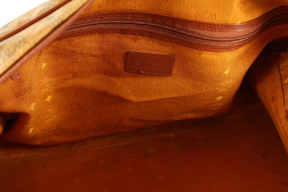 Orange MCM Monogram Visetos Boston Duffle Bag with Strap 3mcmL1230 For Sale