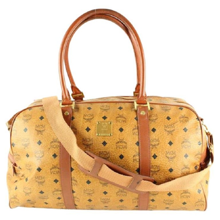 MCM Monogram Visetos Boston Duffle Bag with Strap 3mcmL1230 For Sale at  1stDibs