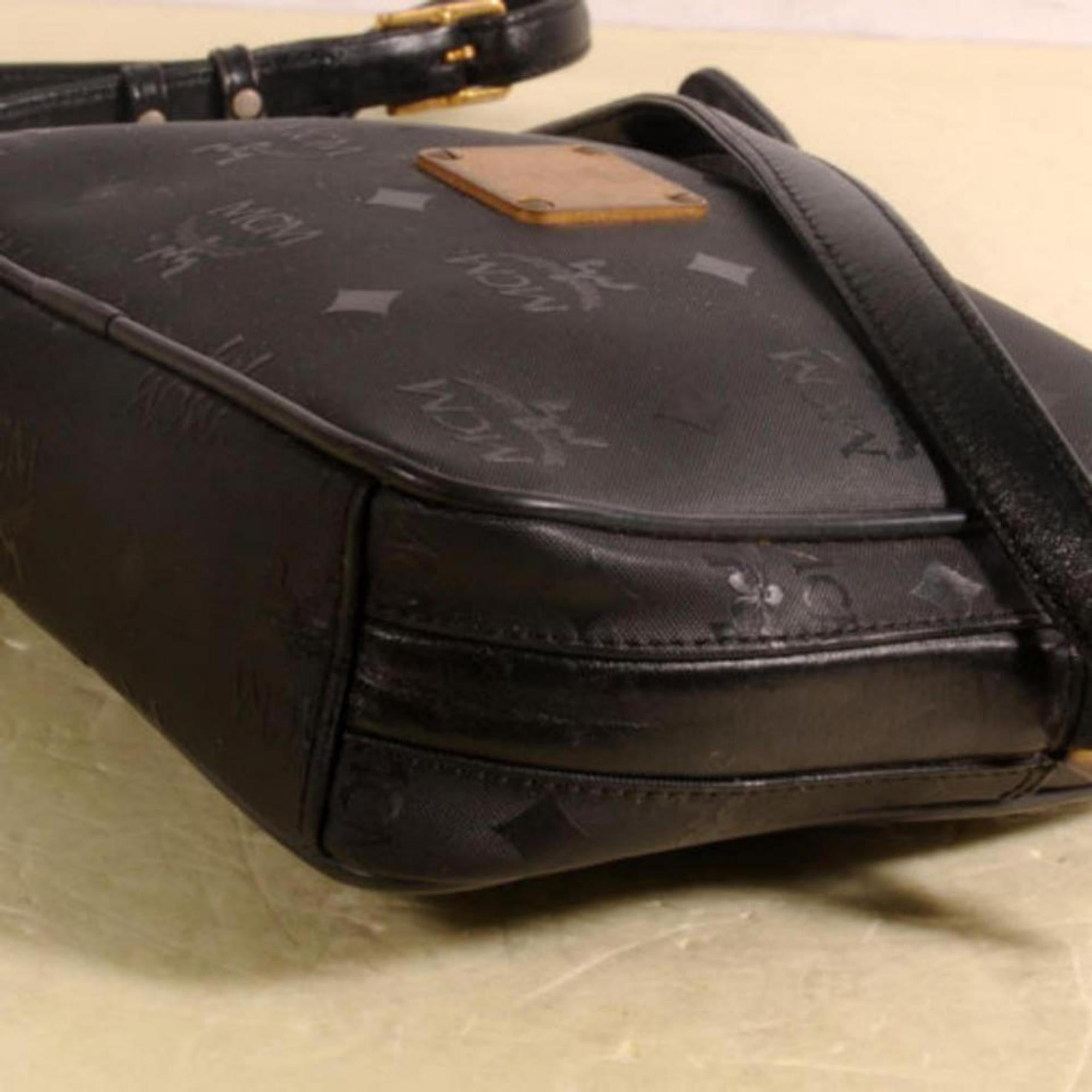 MCM Monogram Visetos Camera 869702 Black Nylon Cross Body Bag For Sale 5