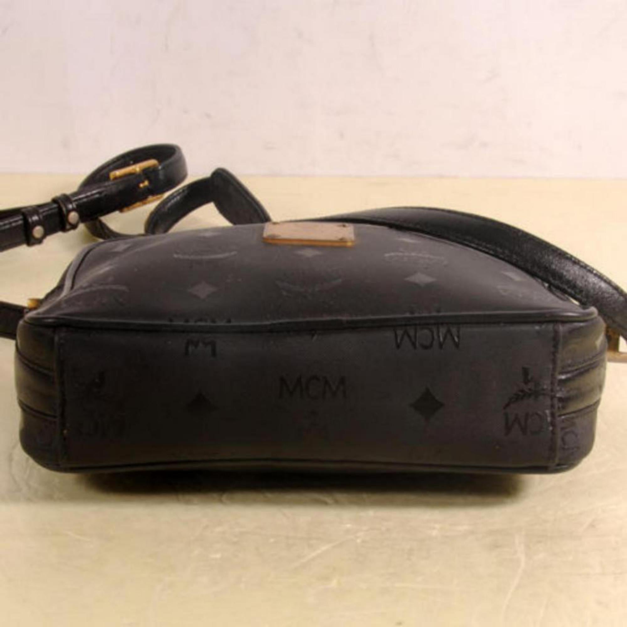 MCM Monogram Visetos Camera 869702 Black Nylon Cross Body Bag For Sale 3