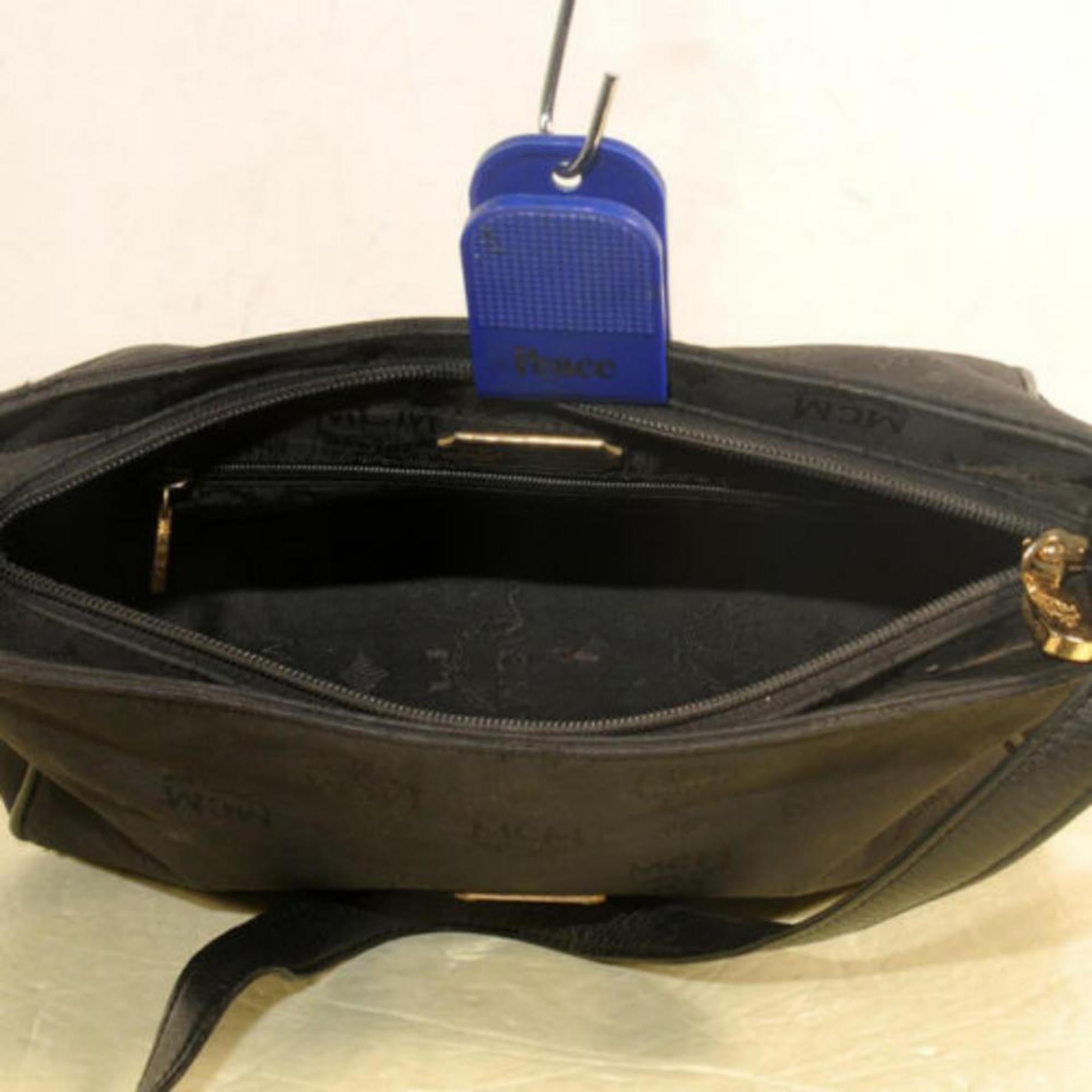 MCM Monogram Visetos Camera 869877 Black Nylon Cross Body Bag In Good Condition For Sale In Forest Hills, NY