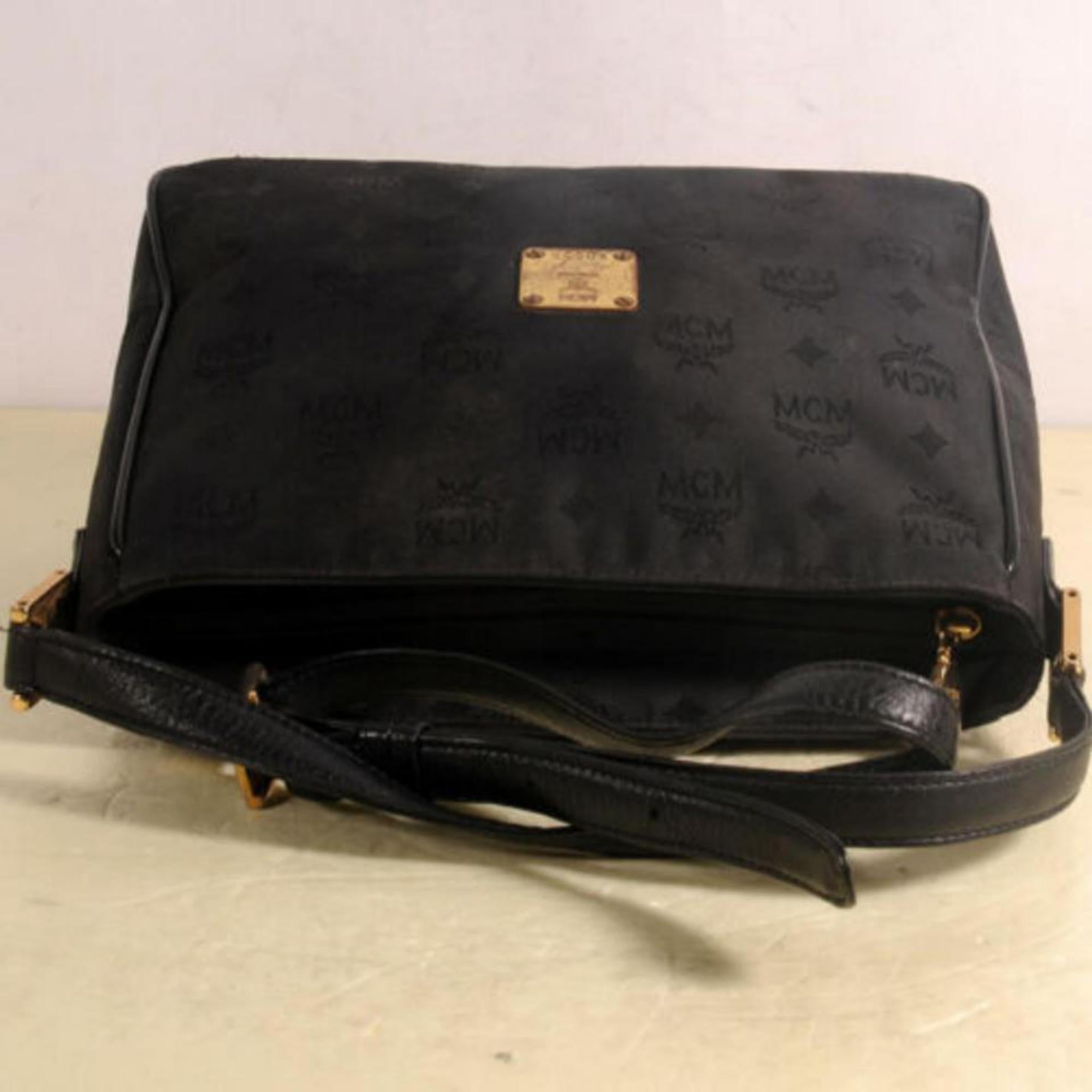 Women's MCM Monogram Visetos Camera 869877 Black Nylon Cross Body Bag For Sale