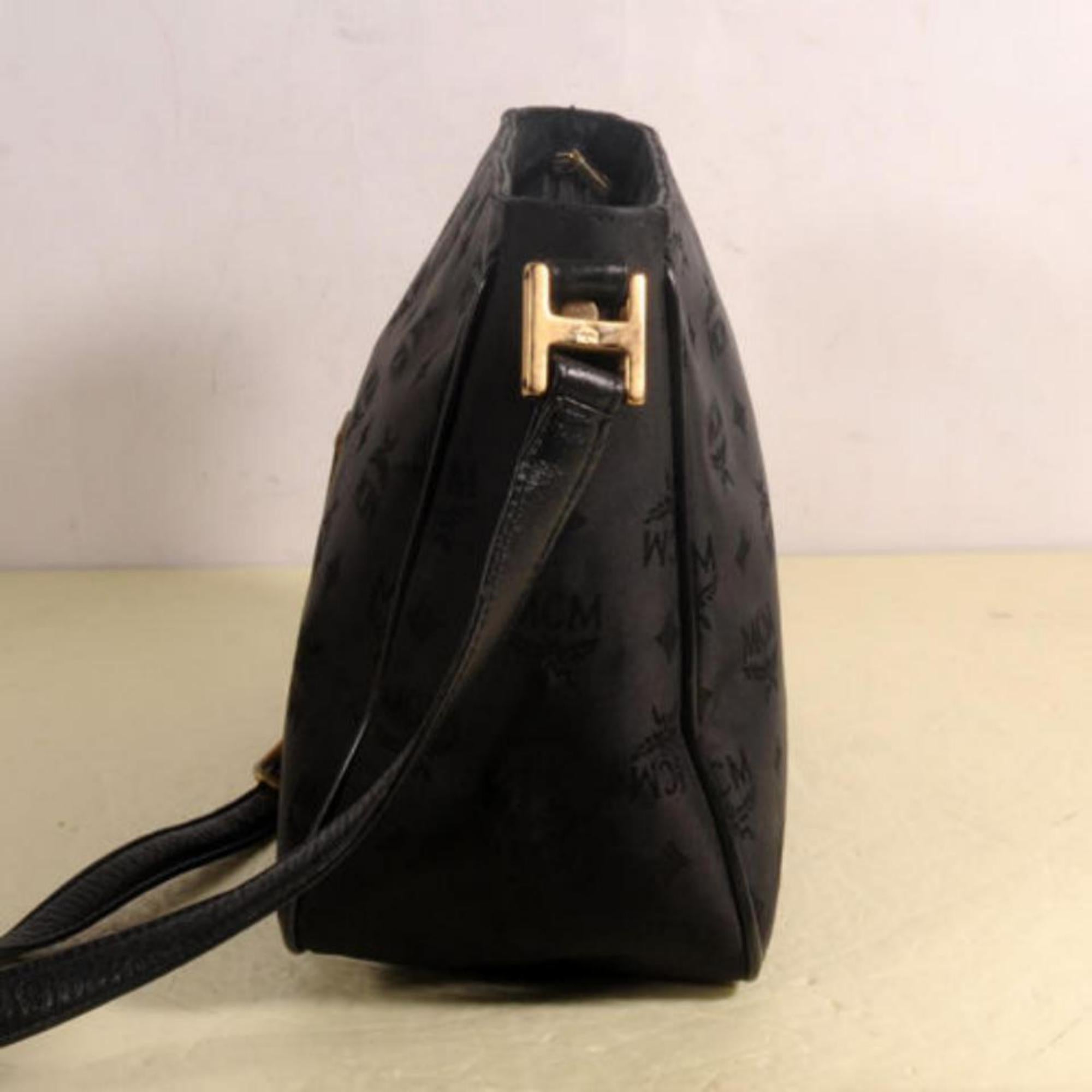 MCM Monogram Visetos Camera 869877 Black Nylon Cross Body Bag For Sale 2
