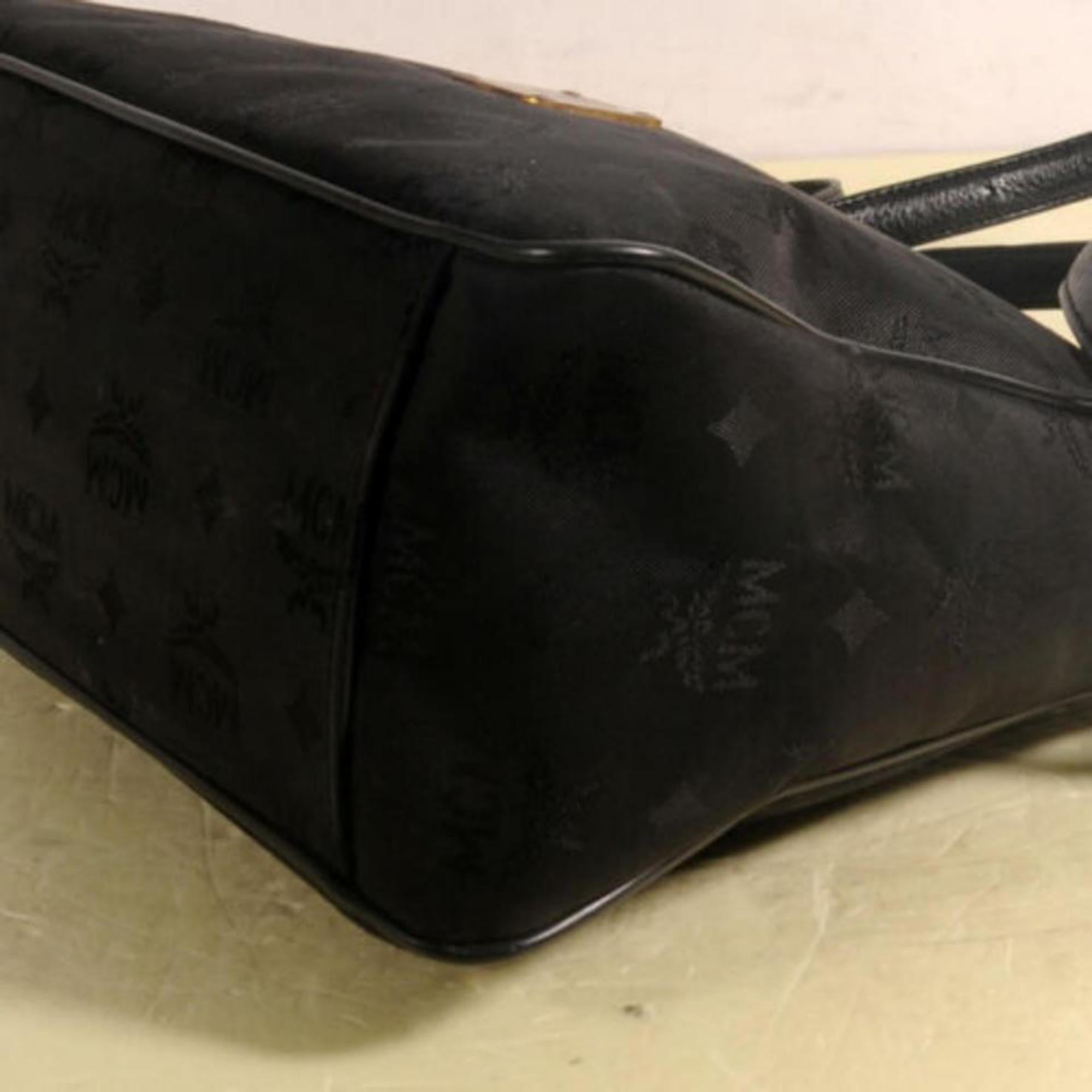 MCM Monogram Visetos Camera 869877 Black Nylon Cross Body Bag For Sale 4