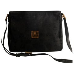 MCM Monogram Visetos Camera 869877 Black Nylon Cross Body Bag