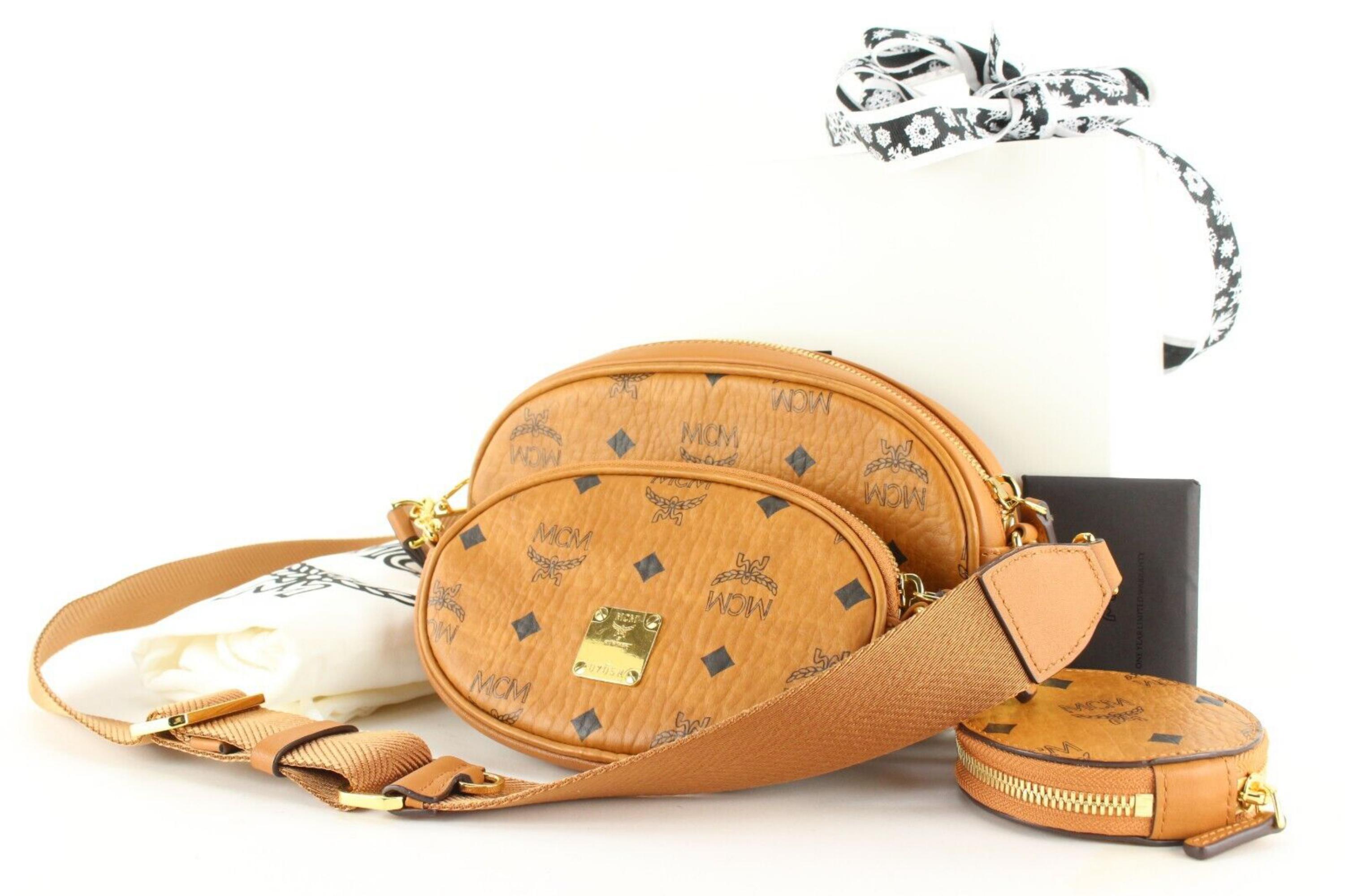 MCM Visetos Cognacfarbene Multi Pochette mit Monogramm 1MCM0112 4