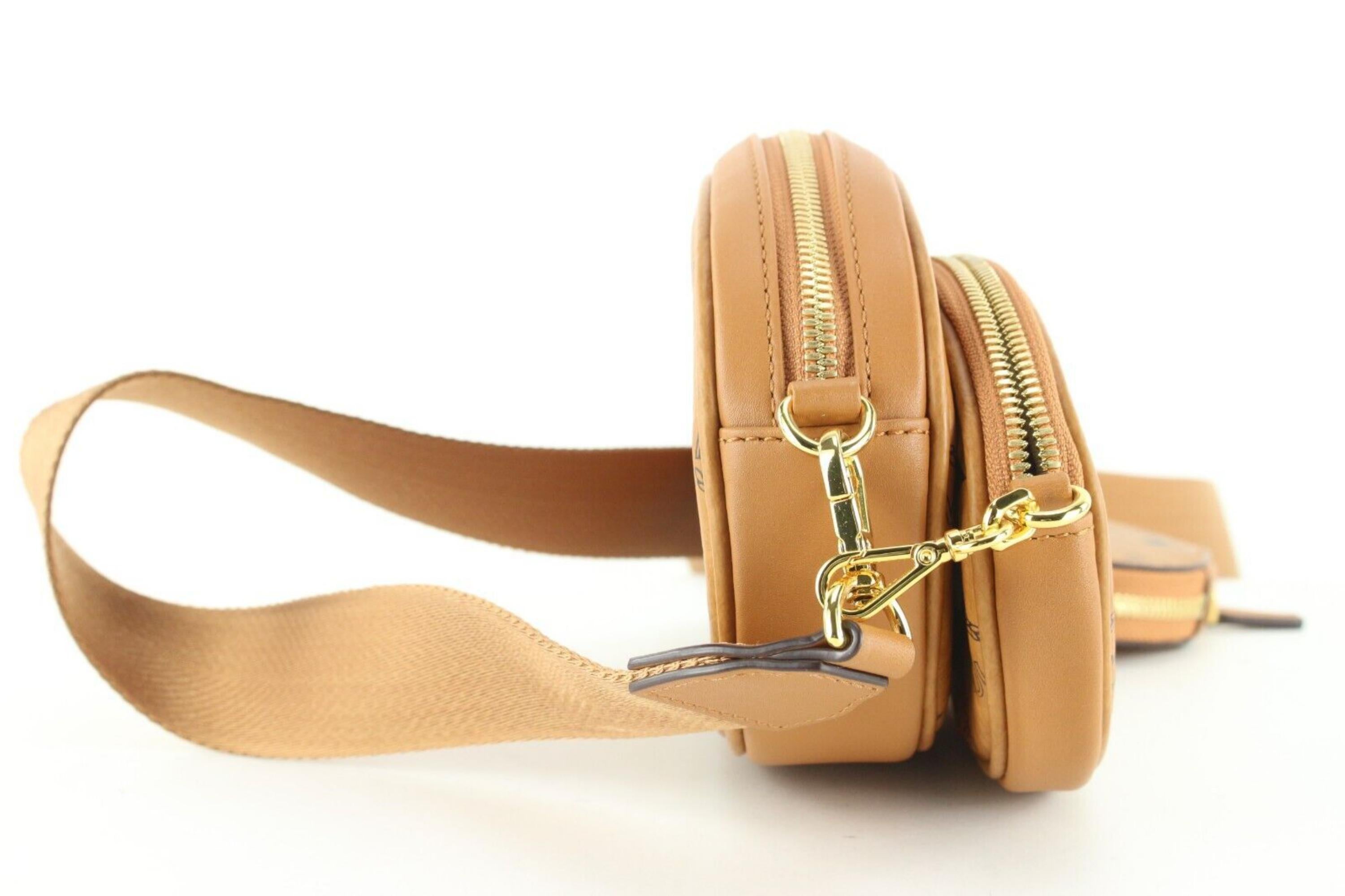 MCM Visetos Cognacfarbene Multi Pochette mit Monogramm 1MCM0112 im Zustand „Neu“ in Dix hills, NY