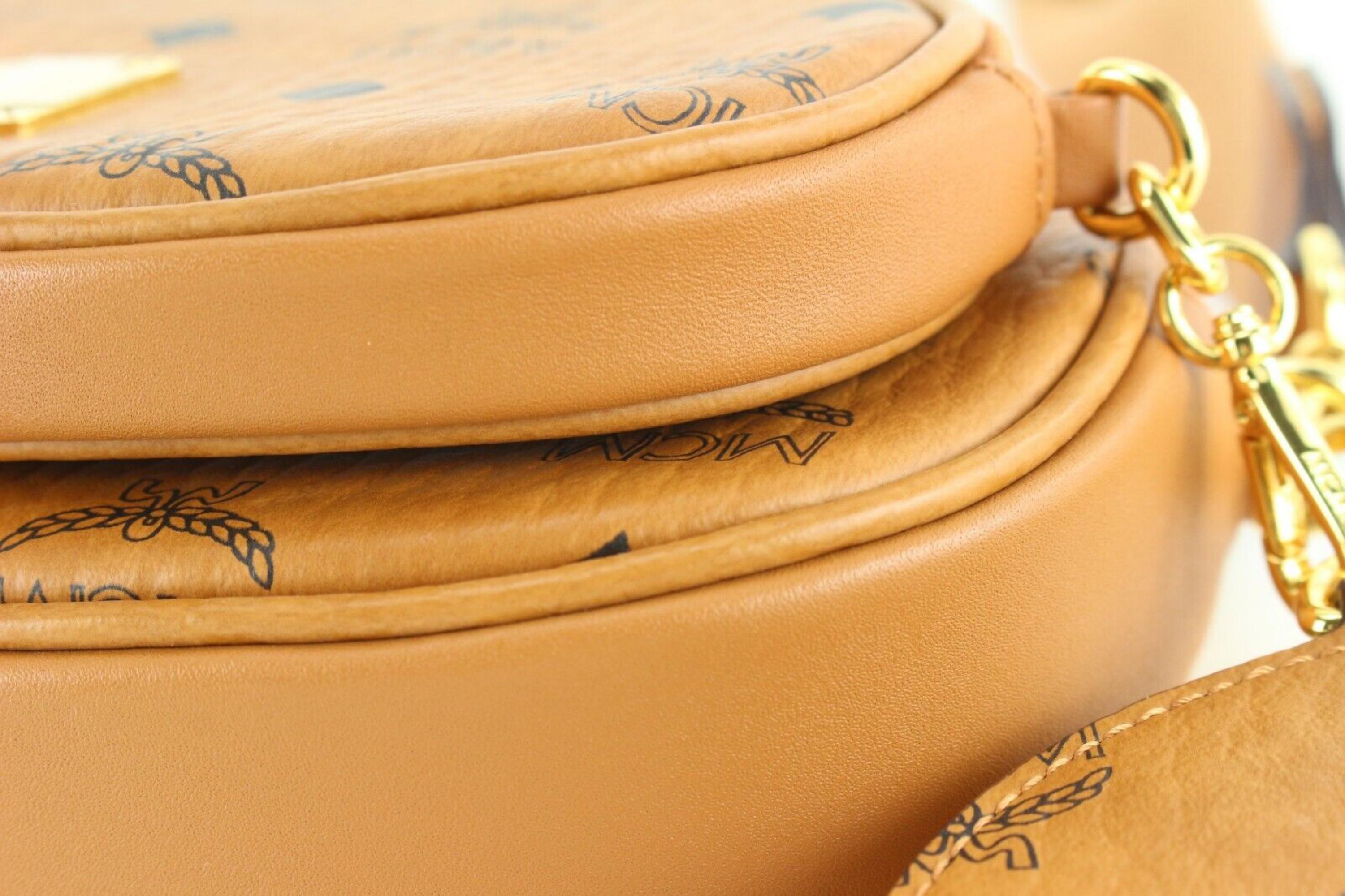 MCM Visetos Cognacfarbene Multi Pochette mit Monogramm 1MCM0112 1