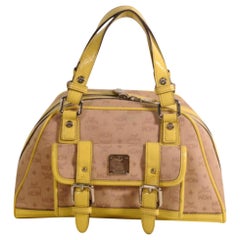 MCM Monogram Visetos Dome Satchel 869450 Yellow Canvas Shoulder Bag