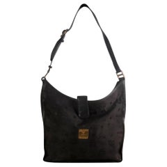 MCM Monogram Visetos Hobo 869325 Black Nylon Shoulder Bag