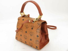 MCM Monogram Visetos Kelly 2way 870640 Brown Coated Canvas Shoulder Bag