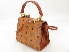 MCM Monogram Visetos Kelly 2way 870640 Brown Coated Canvas Shoulder Bag