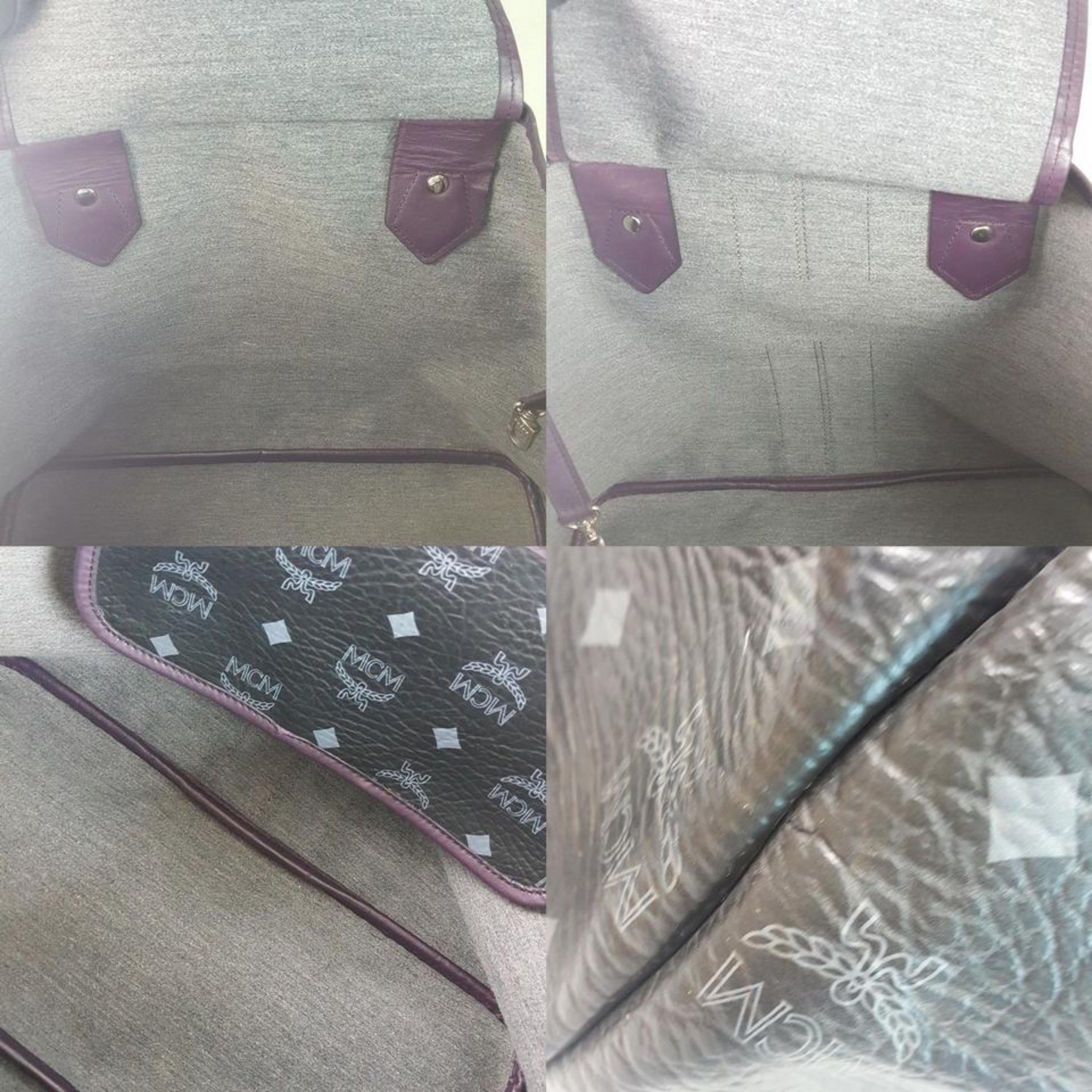 MCM Monogram Visetos Lion Shopper Tote 867550 Black Coated Canvas Shoulder Bag For Sale 5