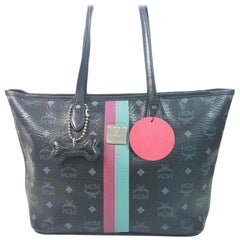 MCM Monogram Visetos Liz Tote 867570 Black Coated Canvas Shoulder Bag