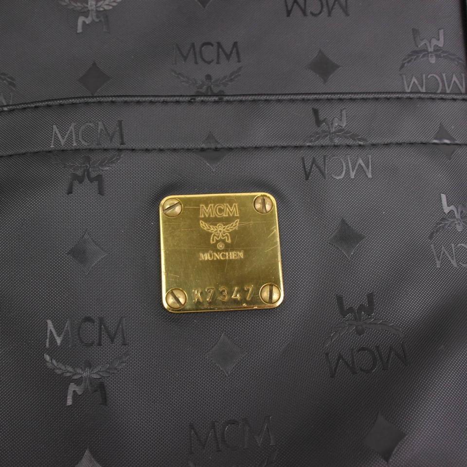 Mcm Visetos Shopper Tote 868203 Schwarze Umhängetasche aus Polyurethan mit Monogramm im Zustand „Gut“ im Angebot in Dix hills, NY