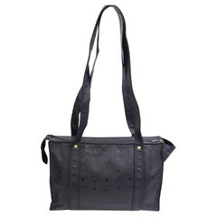 Mcm Monogram Visetos Shopper Tote 868203 Black Polyurethane Shoulder Bag