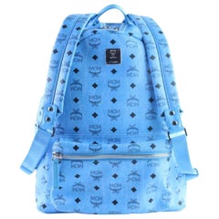 MCM Monogram Visetos Stark 28mr0703 Blue Coated Canvas Backpack