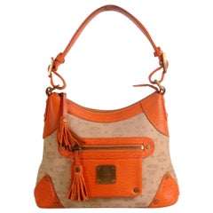 Vintage MCM Monogram Visetos Tassel Hobo 869881 Orange Nylon Tote