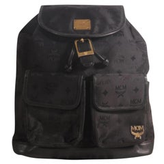 MCM Monogram Visetos Twin Pocket 869508 Black Nylon Backpack
