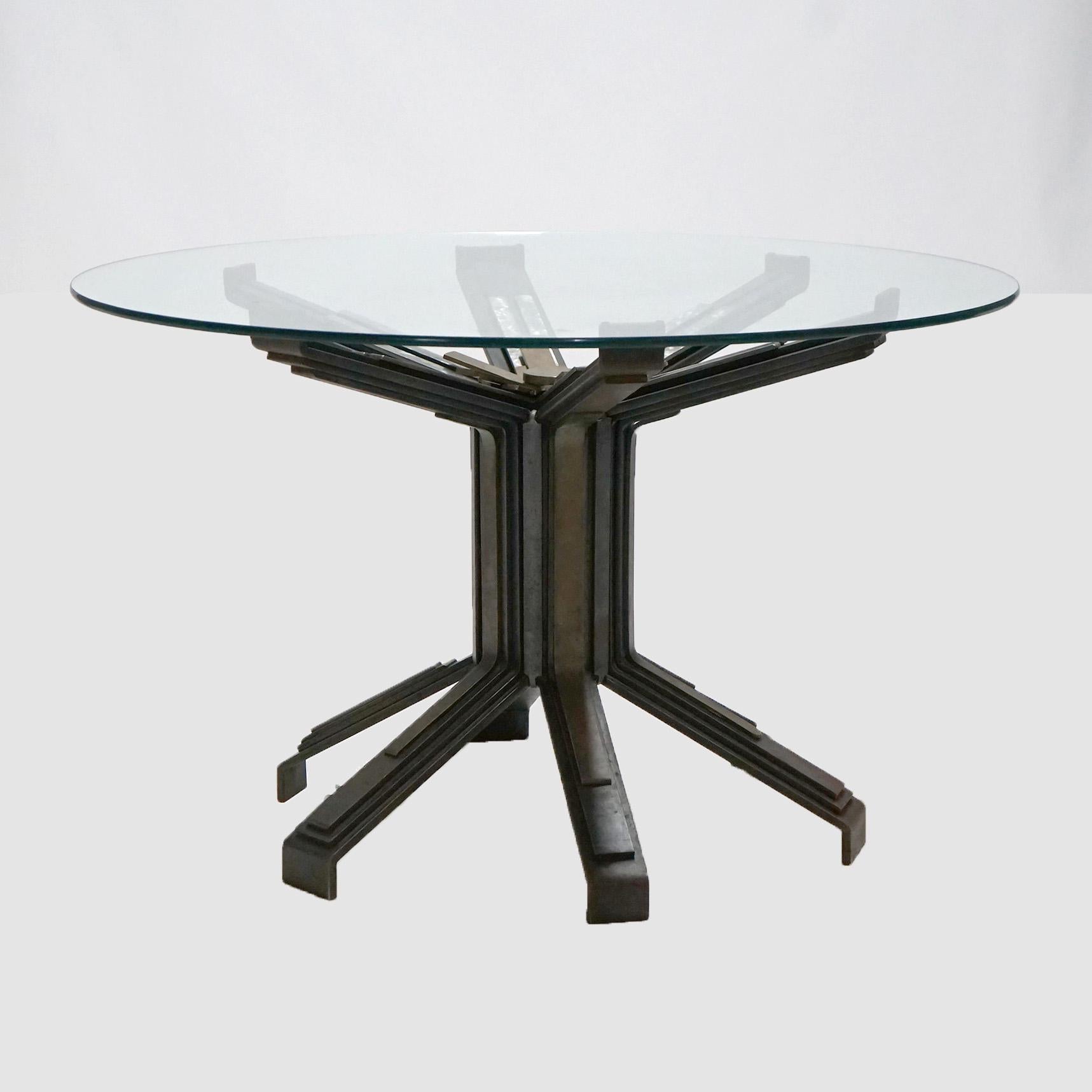 MCM Monty W. Stephens Brutalist Style Brushed Steel, Bronze & Brass Dining Table 5