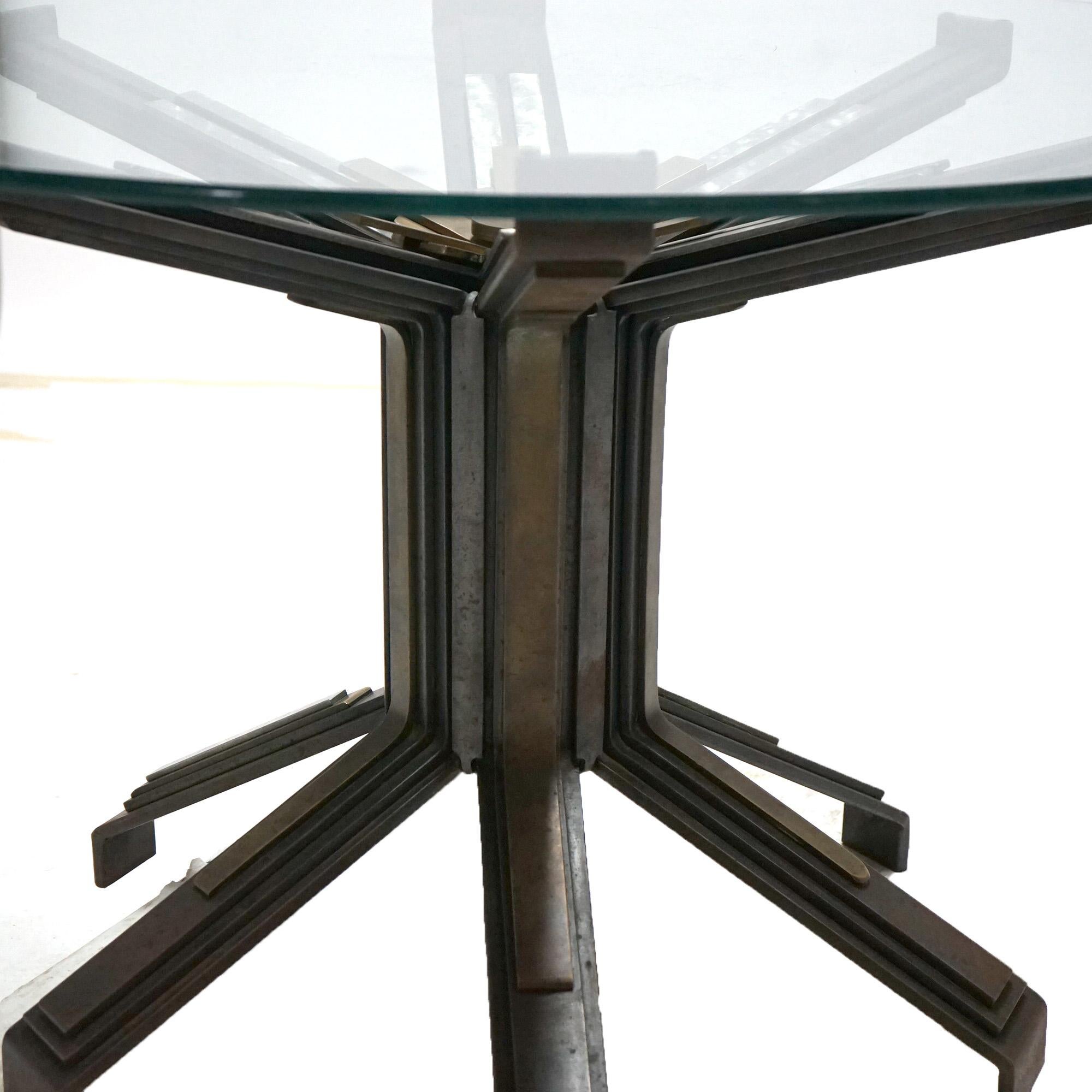 MCM Monty W. Stephens Brutalist Style Brushed Steel, Bronze & Brass Dining Table 7