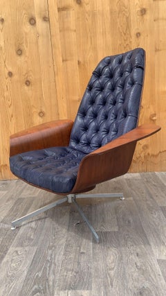 MCM Mulhauser für Plycraft "Mr. Chair" Lounge Neu gepolstert mit kariertem Leder