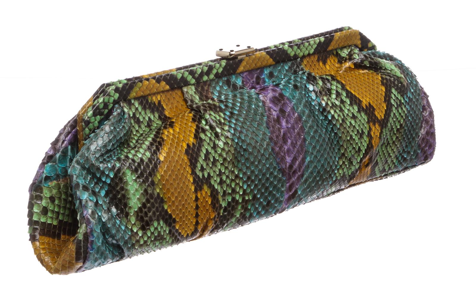 MCM Multicolor Snakeskin Amaranda Long Clutch Handbag  In Good Condition In Irvine, CA