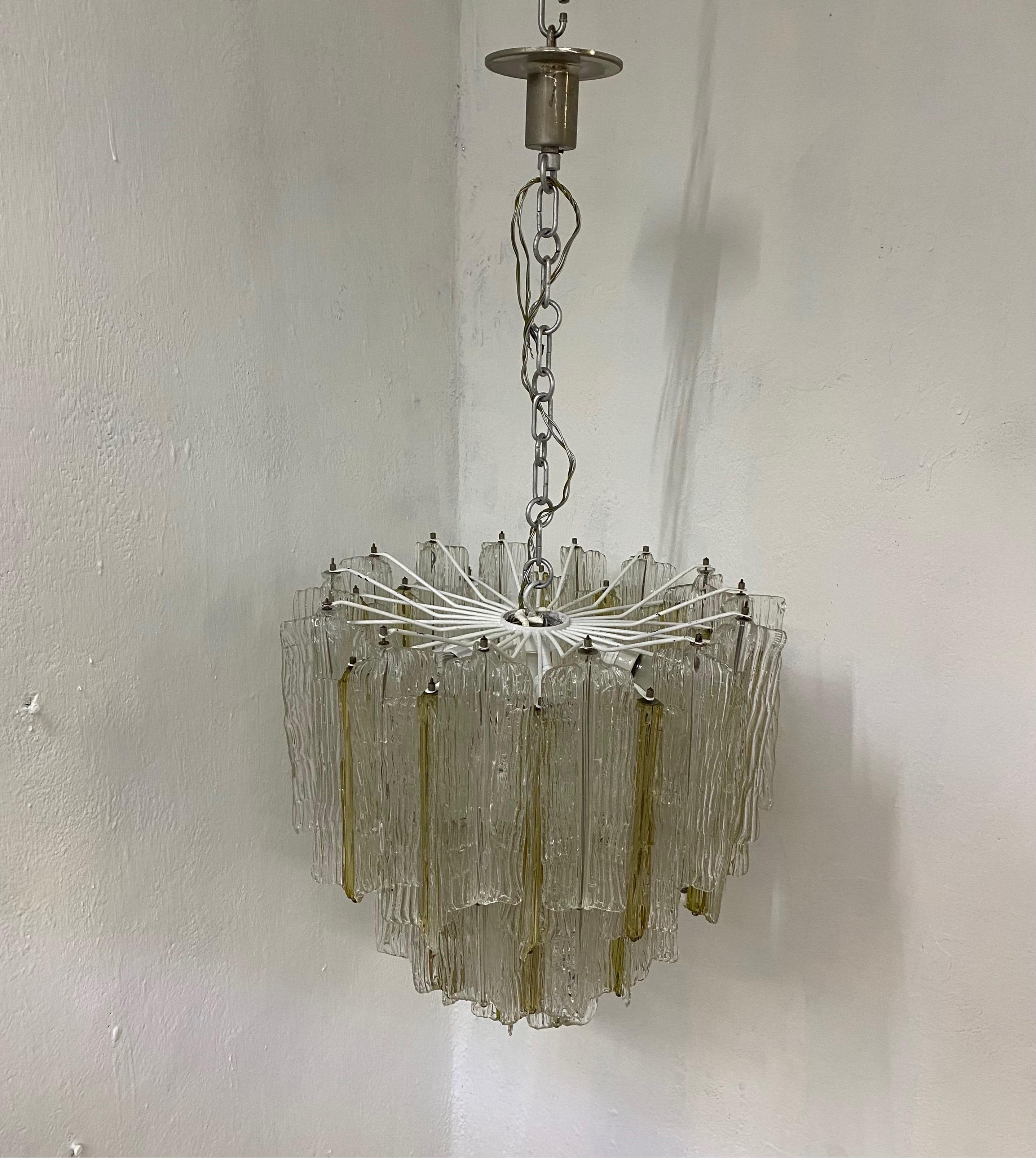 Mid-Century Modern MCM Murano Glass Chandelier by Toni Zuccheri for Venini, Italy, ca. 1970 For Sale
