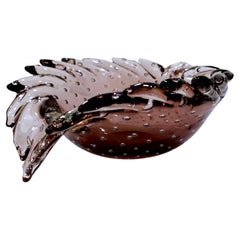 Murano Glass Sculptural Leaf Bowl with Bullicante CLOSING SALE