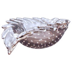 Bol à feuilles sculptural MCM en verre de Murano avec loupe Bullicante