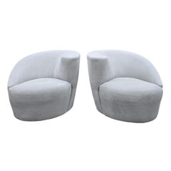MCM Nautilus Asymmetrical Swivel Lounge Chairs - Pair