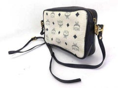 MCM Navy Monogram Visetos 230287 White Coate Cross Body Bag