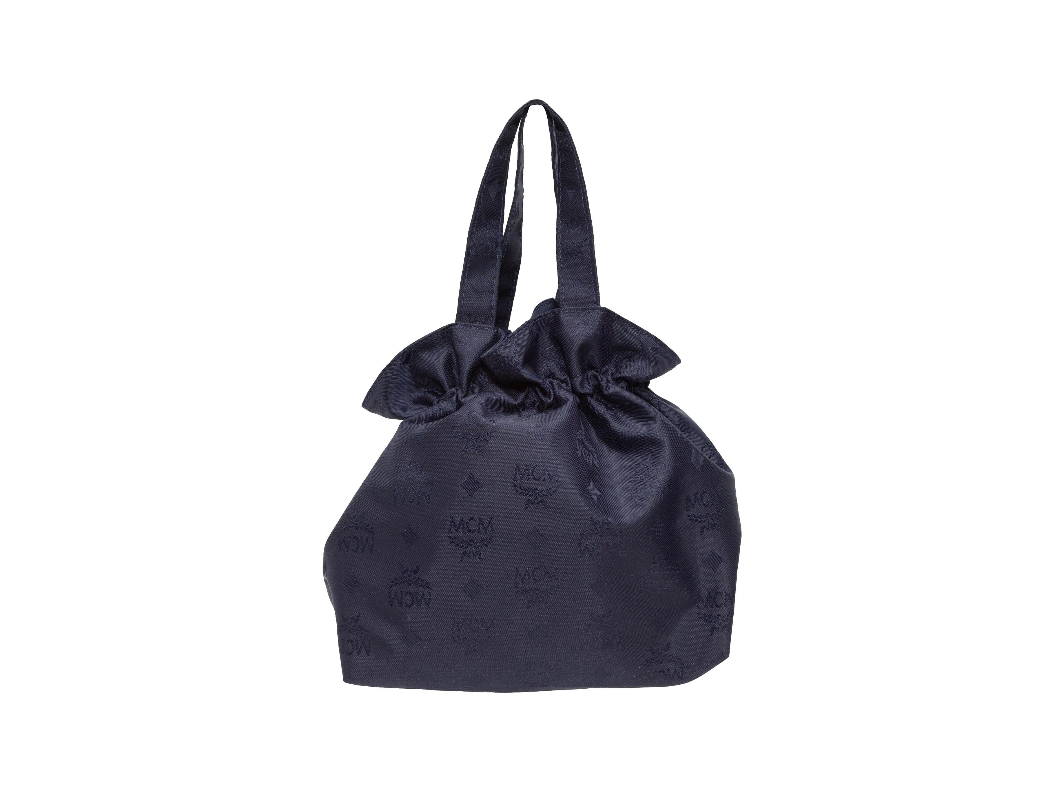 Black MCM Navy Saphir Nylon Drawstring Bag