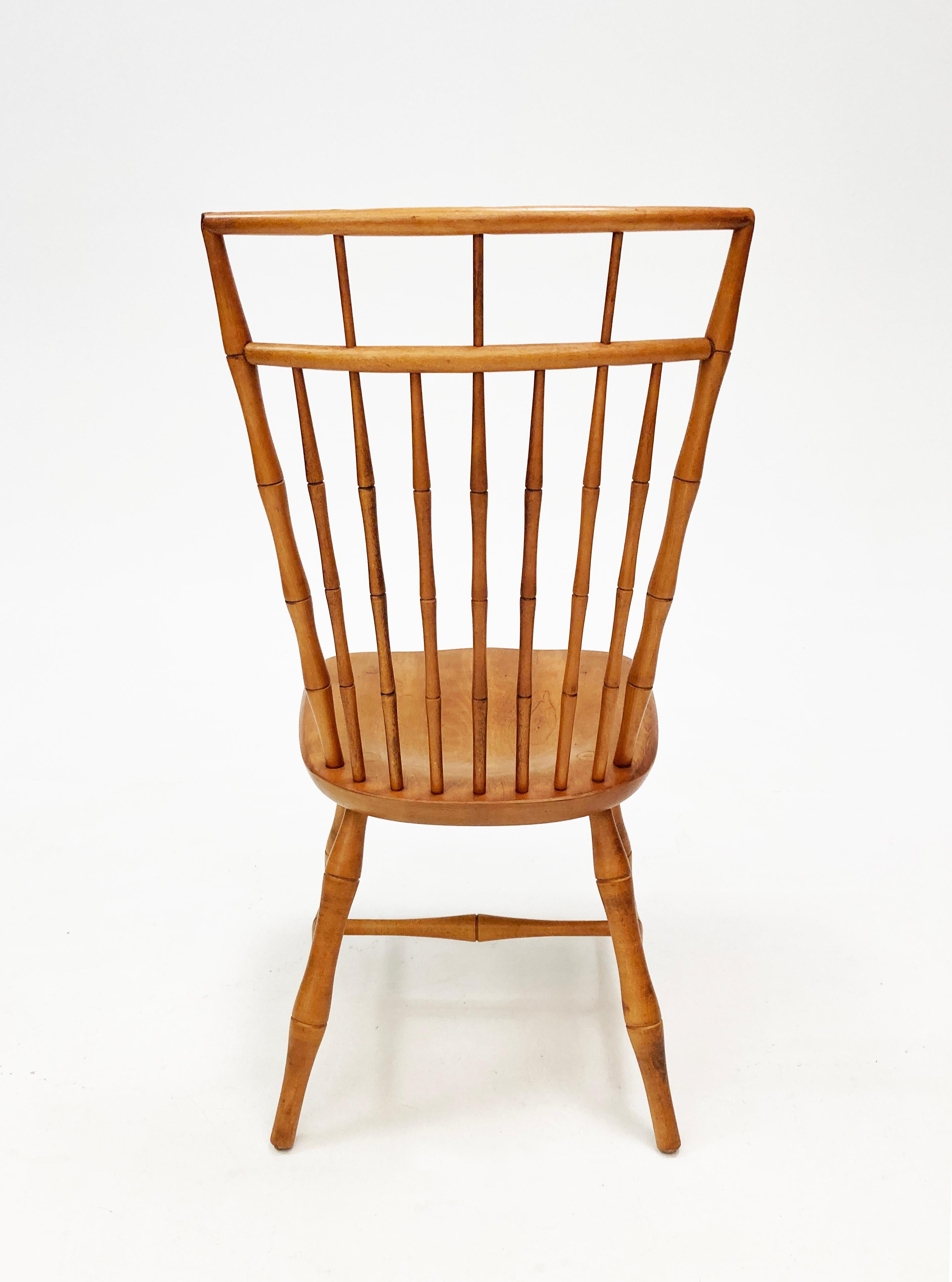 Mid-20th Century MCM Nichols & Stone American Windsor Birdcage Maple Bamboo Dining Chairs 6 For Sale