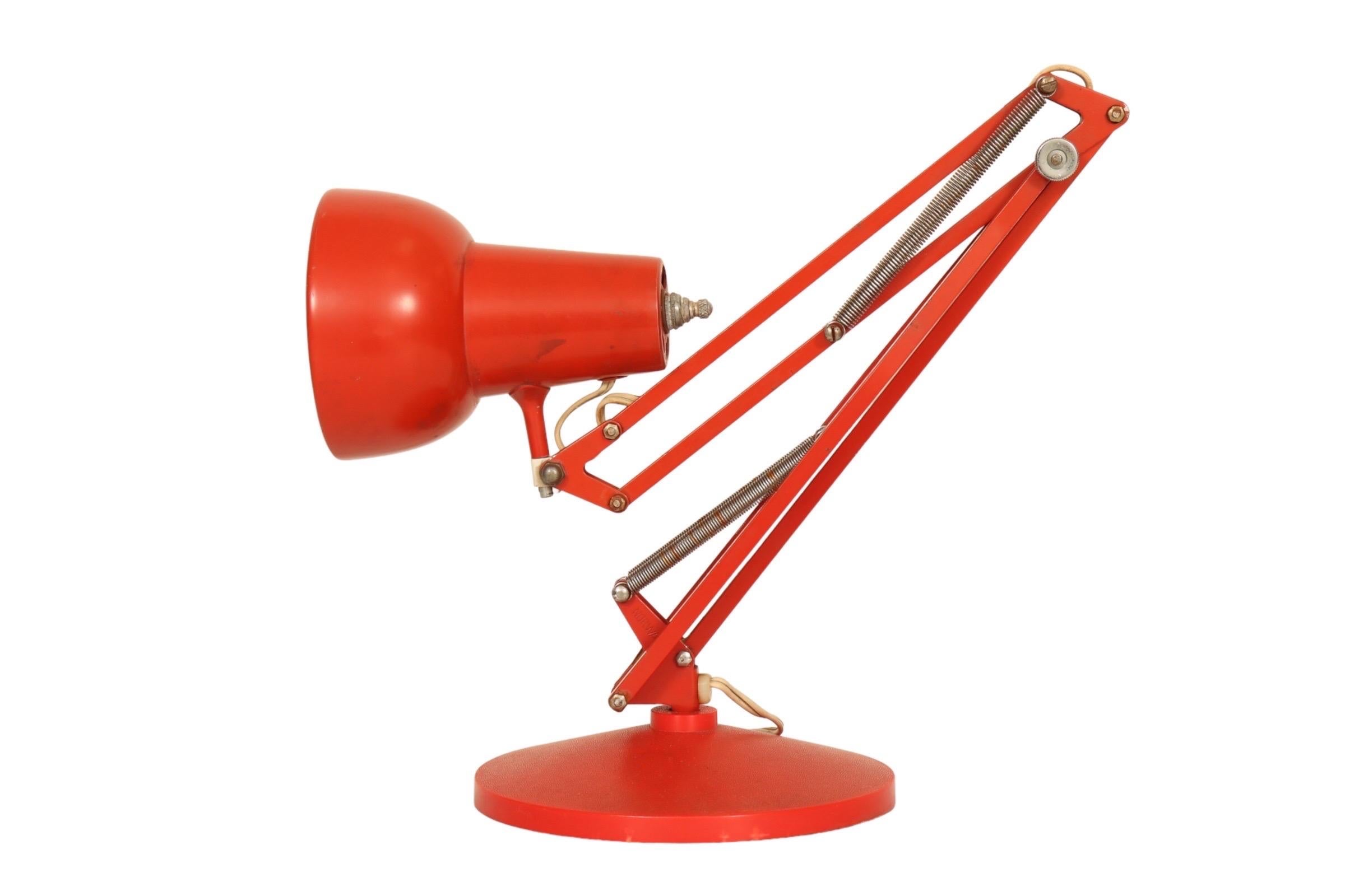 Mid-Century Modern MCM Norwegian Architects Red Desk Lamp